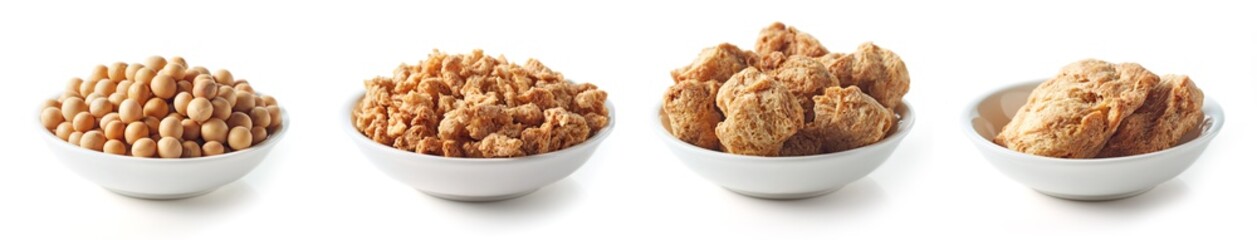 Bowl of soybeans isolated on white