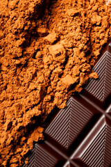 cocoa powder with pieces if chocolate like food sweet concept