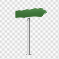 Green Blank Street Sign Isolated Transparent Background With Gradient Mesh, Vector Illustration.