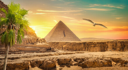 Landscape with pyramids