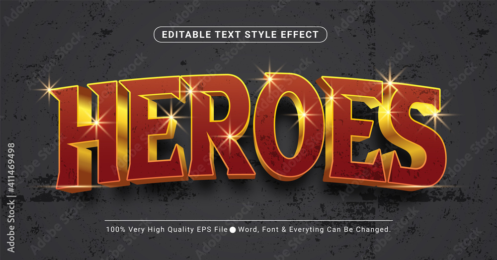 Poster 3d red heroes text effect, editable text effect