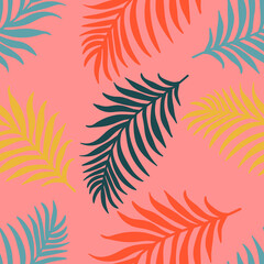Fototapeta na wymiar Monstera leaf tropical seamless pattern in pastel colors. Seamless background for textile, wallpaper, summer decoration. 