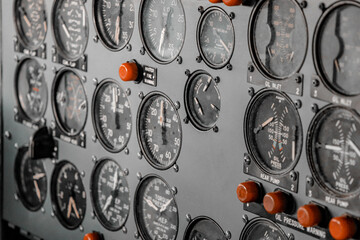 Control panel in a plane cockpit