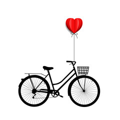 Bicycle With Heart With Gradient Mesh, Vector Illustration