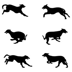 Dogs. Black silhouettes on a white background	
