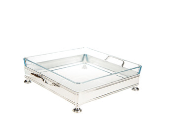 stainless metal meal server tray isolated