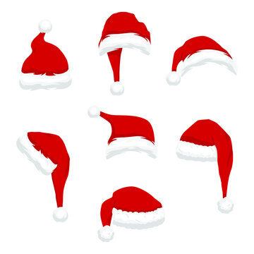Collection of Christmas hats. Vector illustration.