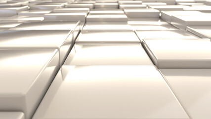 white 3d cubes tiles background from perspective view, minimalistic concept. 3d render illustration.