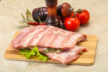 Raw pork ribs for cooking