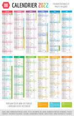 Calendrier 2022 - Fichier éditable et multi-calques