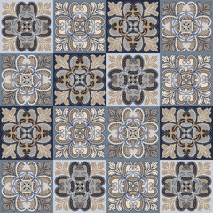 Portuguese azulejo ceramic tile seamless pattern.