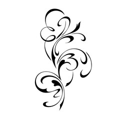 ornament 1518. stylized twig with swirls and vignettes in black lines on a white background