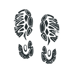 Boot print with grunge effect isolated on white. Vector illustration.
