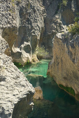 beautiful natural pools, along the Alcanadre river in Fuente de Tamara, located in the Aragonese...