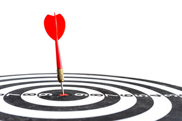 Target hit in the center by arrows. Success goals Targeting the business concept. Target and goal...
