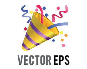Vector party popper emoji icon with colorful confetti, streamers for celebrations and occasions