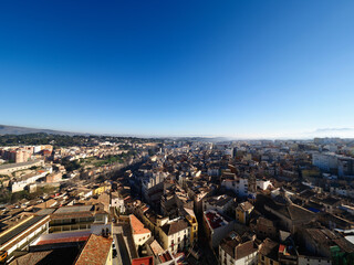 Views of the city of Ontinyent from the top of the bell tower of the church of Santa Maria, Spain.