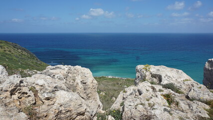 Fototapeta na wymiar the San Blas Bay, Gozo Island, Malta, March