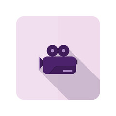 Flat style camera with long shadows. Vector illustration.