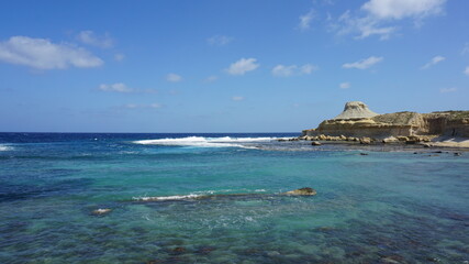 Fototapeta na wymiar Ix-Xwejni Bay and Il-Qbajjar Bay, Gozo Island, Malta, March