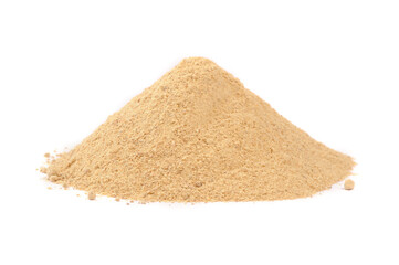 Fototapeta na wymiar Pile of Dry Mango Powder (Amchoor) Isolated on White Background