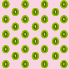 Kiwi Fruits Pink Background With Gradient Mesh, Vector Illustration