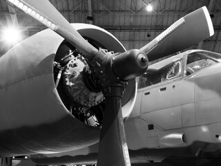 Isolated Shot of a Propeller Airplane Engine
