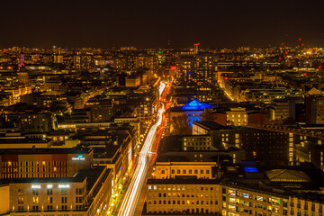 Fototapeta na wymiar At night in Berlin, street lif, View from Potsdamer Platz