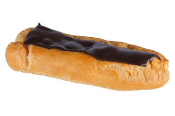 Eclair on an isolated white background. French eclair