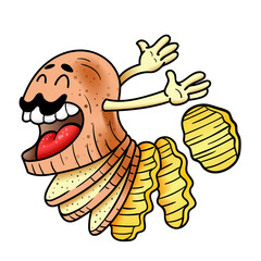 Icon of funny potato turning into chips
