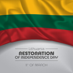 Lithuania happy restoration of independence day greeting card, banner vector illustration