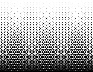 Seamless halftone vector background.Filled with black figures with rounded corners .Middle fade out.