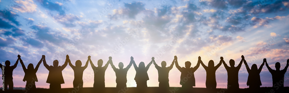 Wall mural silhouette of group business team. teamwork concept.