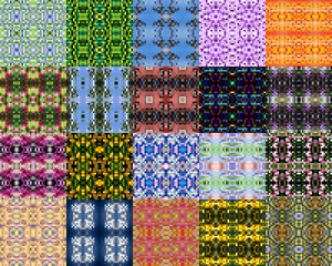 Twenty seamless vector pixel patterns