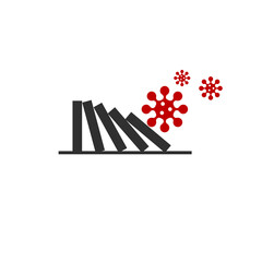 Dominoes falling from collision with coronavirus