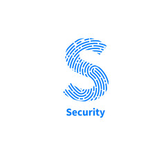 Guard symbol with fingerprint. Vector logo of security agency
