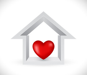 house 3d red heart