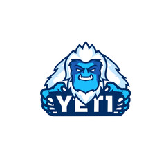 the yeti bigfoot iceman logo vector  icon illustration suitable for esport, outdoor, game logo design - obrazy, fototapety, plakaty