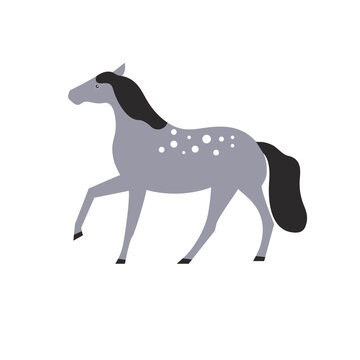 Cartoon flat character grey horse