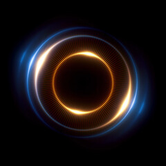 Vivid abstract background. Beautiful design of rotation frame.  .Mystical portal. Bright sphere lens. Rotating lines. Glow ring. .Magic neon ball. Led blurred swirl. Spiral glint lines. HUD