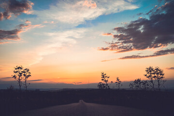 sunset on the road