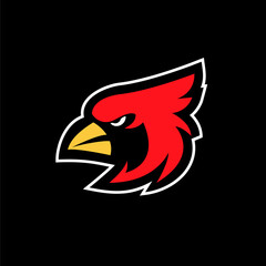 cardinal bird red logo with black background icon design vector illustration