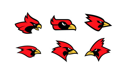 Fototapeta premium set collection cardinal bird red logo with black background icon design vector illustration