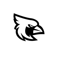 cardinal bird / blue jay black line outline logo icon design vector