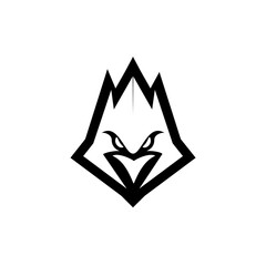 cardinal bird / blue jay black line outline logo icon design vector