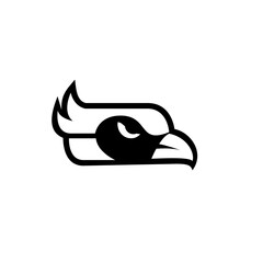 cardinal bird / blue jay black line outline logo icon design vector