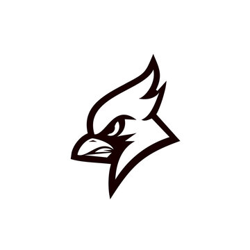recommend clip art: cardinal bird / blue jay black line outline logo icon design vector