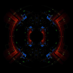 Vivid abstract background. Beautiful design of rotation frame.  .Mystical portal. Bright sphere lens. Rotating lines. Glow ring. .Magic neon ball. Led blurred swirl. Spiral glint lines. HUD