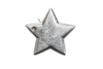 old silver star on a white isolated background