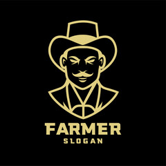 black gold Columbia south america coffee farmer character logo icon design cartoon